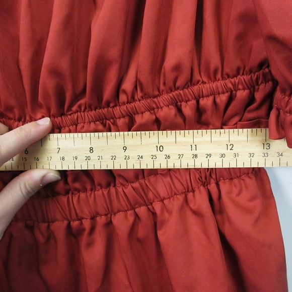 Antonio Melani Brick Beauty Smocked Blouse M Orange Puff Sleeve Preppy Chic 252 - Picture 8 of 10